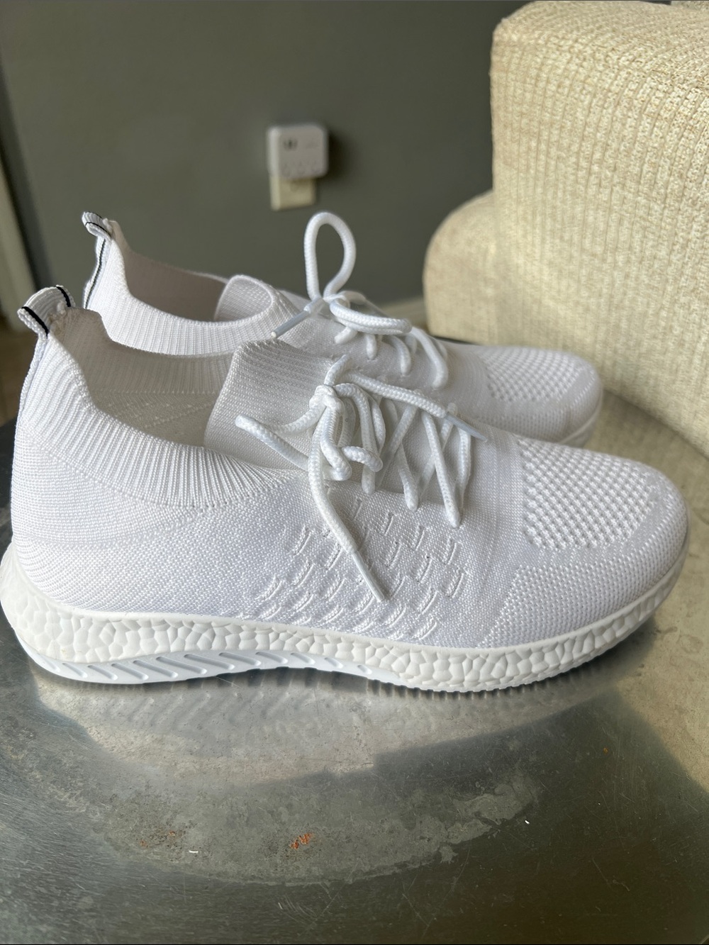 Danskin white knit pull-on walking sneakers - Picture 5 of 7